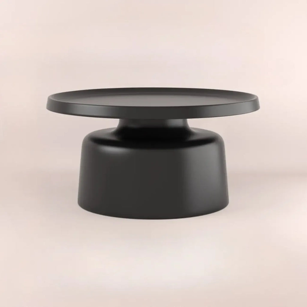 Table d'appoint ronde contemporaine en métal noir