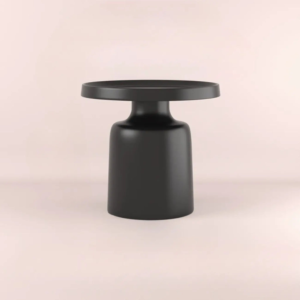 Table d'appoint ronde contemporaine en métal noir
