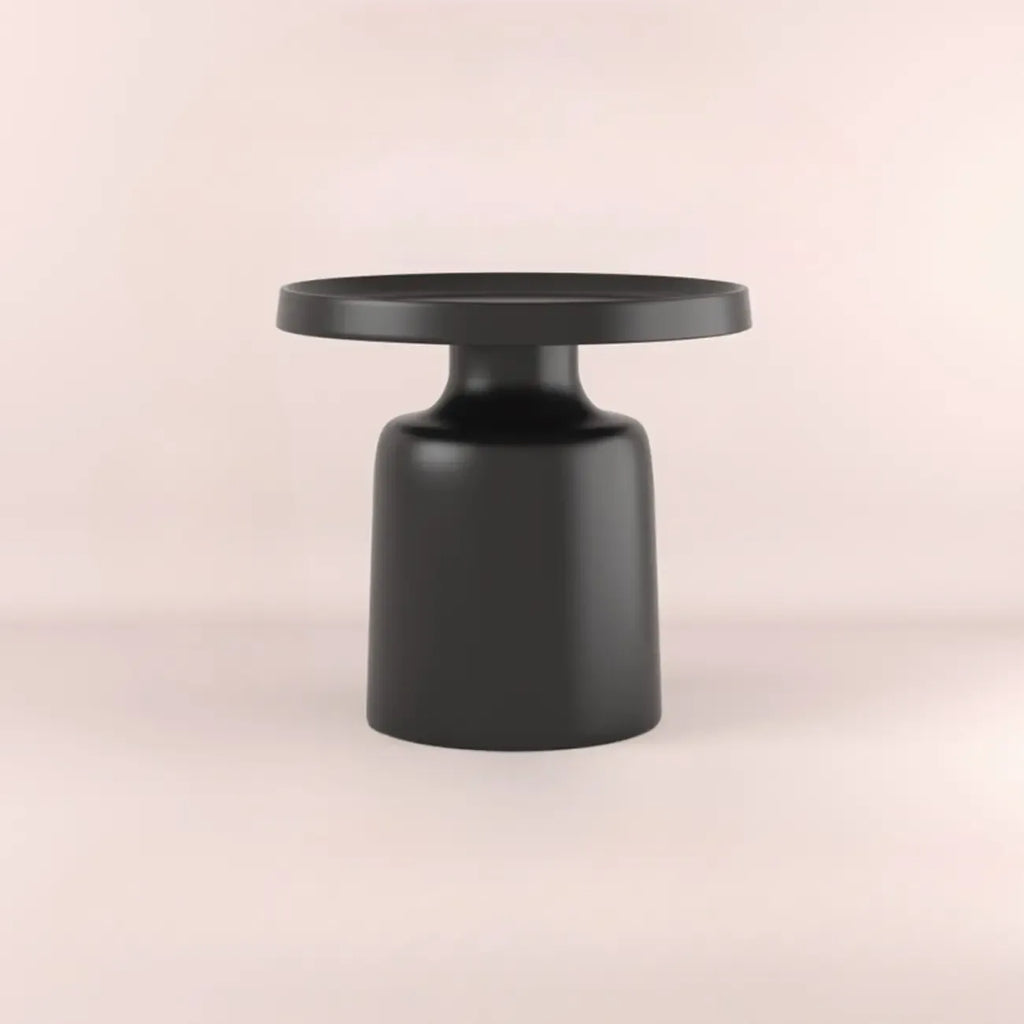 Table d'appoint ronde contemporaine en métal noir