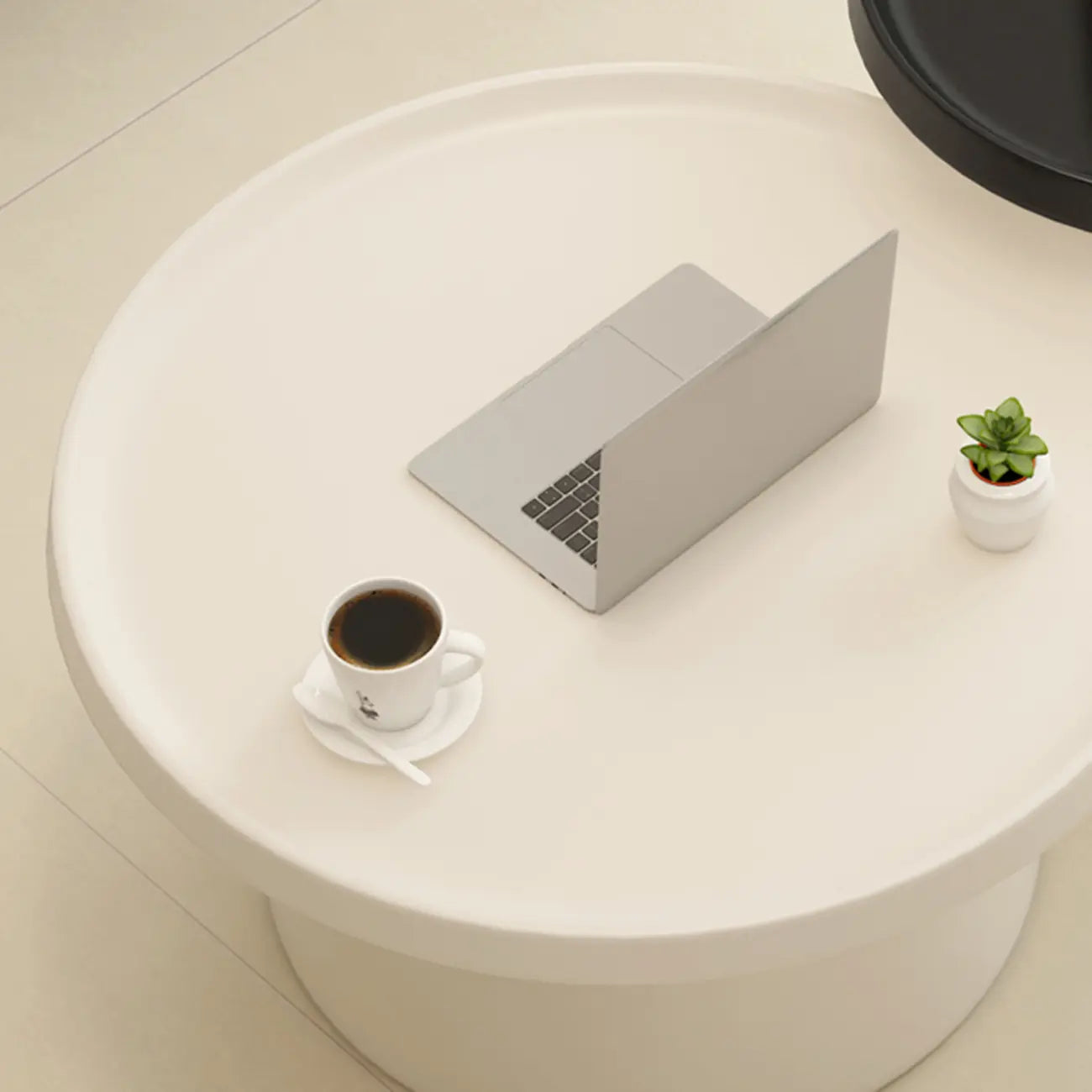 Table d'appoint ronde contemporaine en métal noir