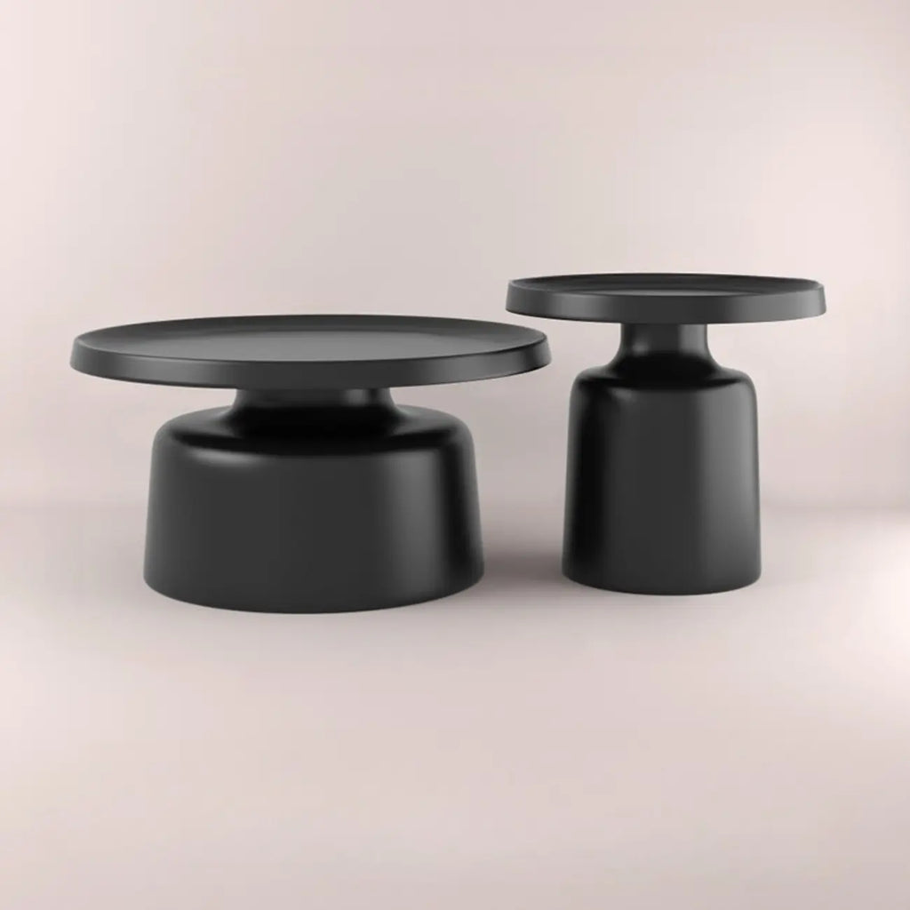 Table d'appoint ronde contemporaine en métal noir