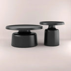Table d'appoint ronde contemporaine en métal noir