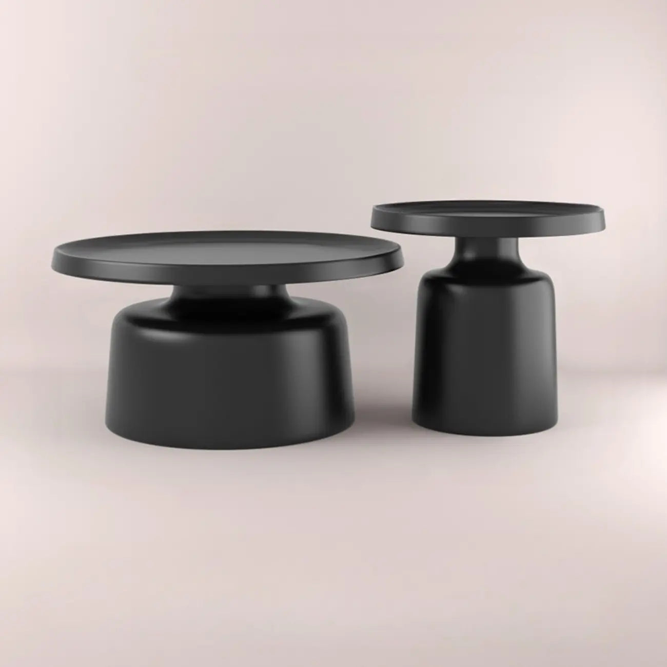 Table d'appoint ronde contemporaine en métal noir
