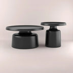 Table d'appoint ronde contemporaine en métal noir