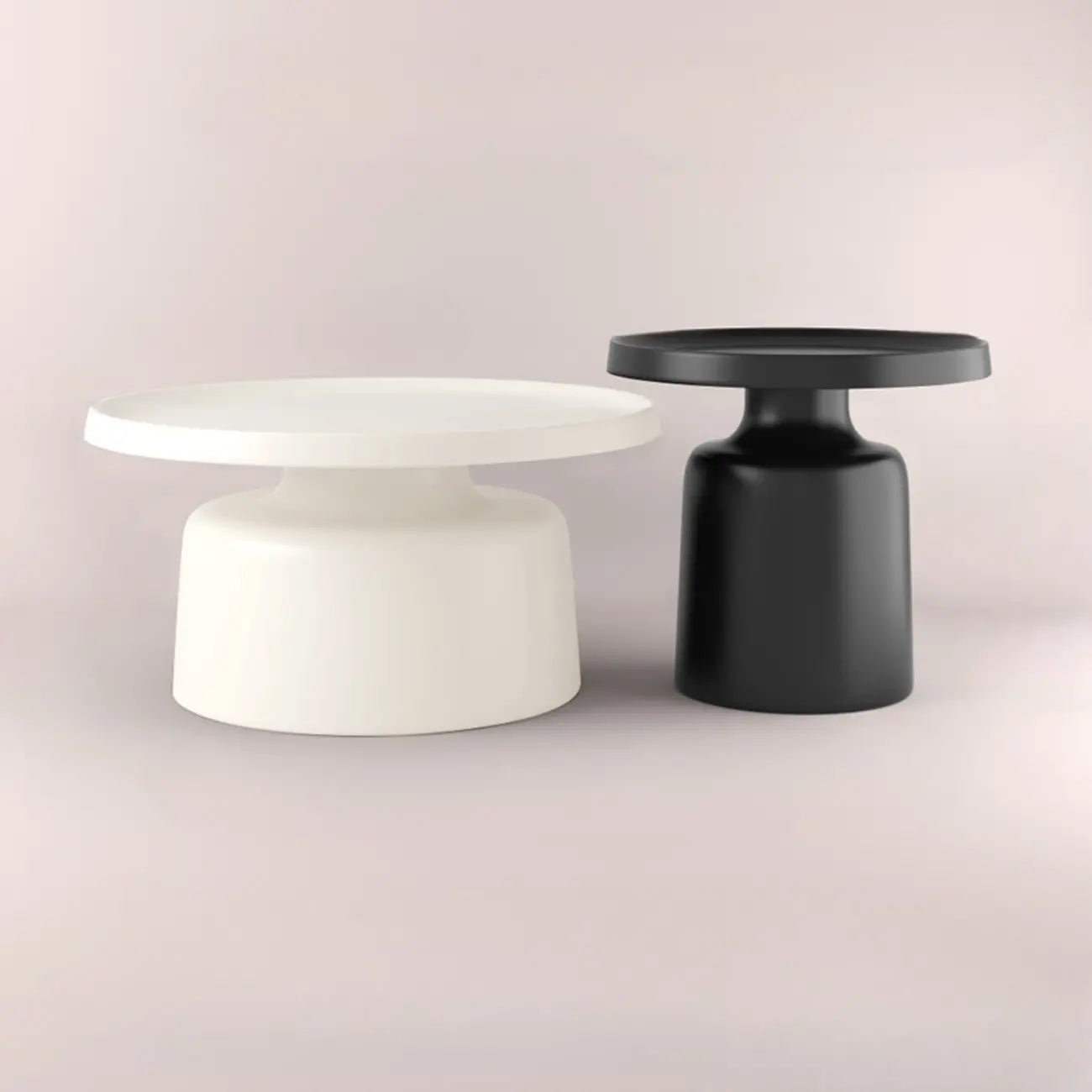 Table d'appoint ronde contemporaine en métal noir