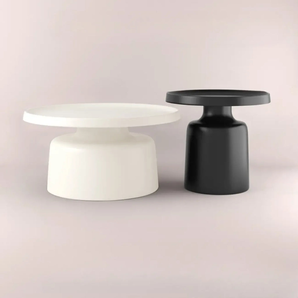 Table d'appoint ronde contemporaine en métal noir