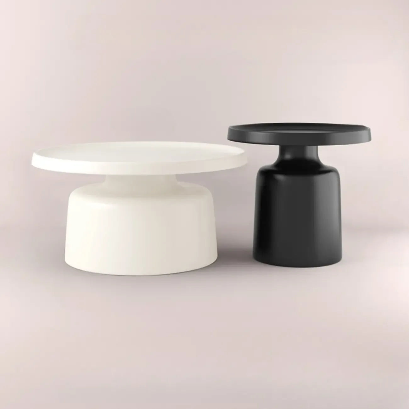 Table d'appoint ronde contemporaine en métal noir