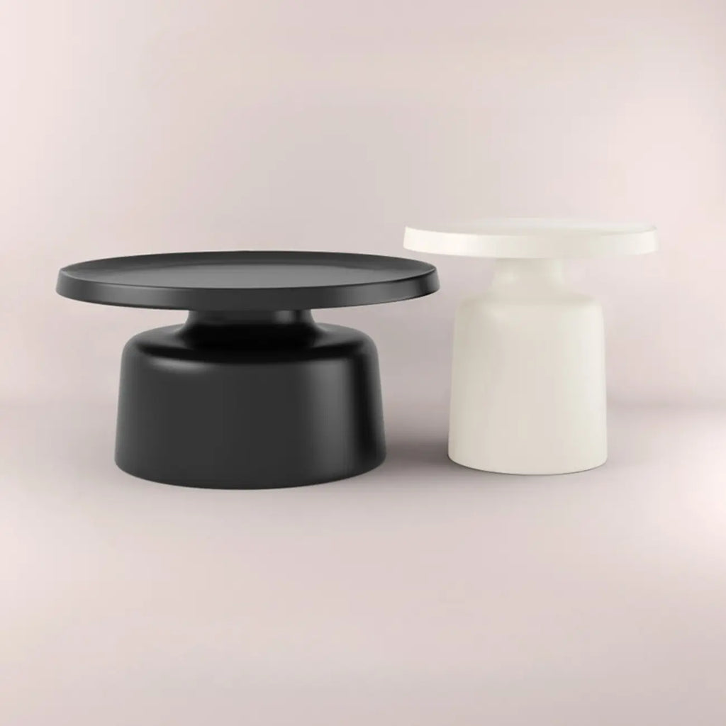 Table d'appoint ronde contemporaine en métal noir