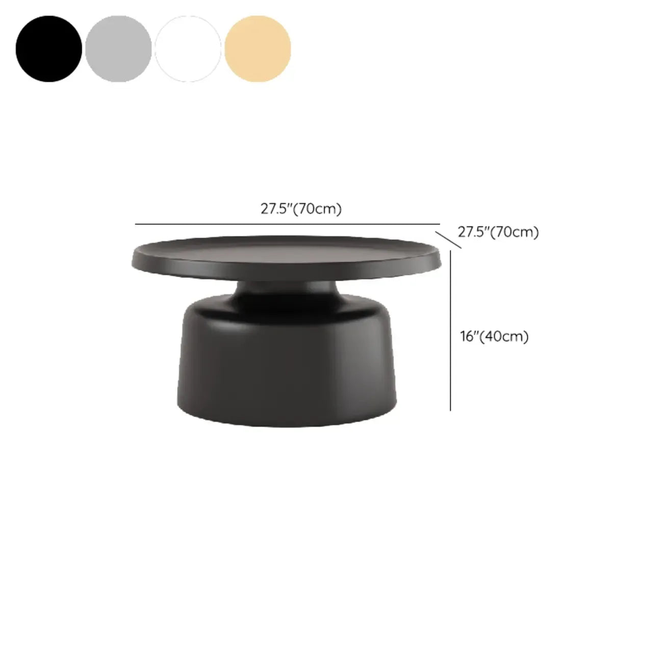 Table d'appoint ronde contemporaine en métal noir
