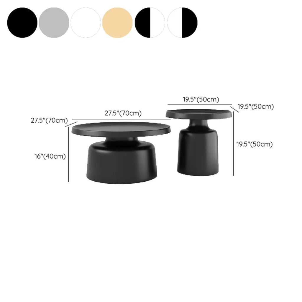 Table d'appoint ronde contemporaine en métal noir