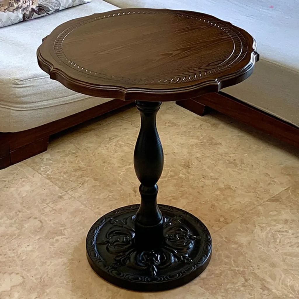 Table d'appoint ronde contemporaine en bois brun