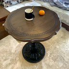Table d'appoint ronde contemporaine en bois brun