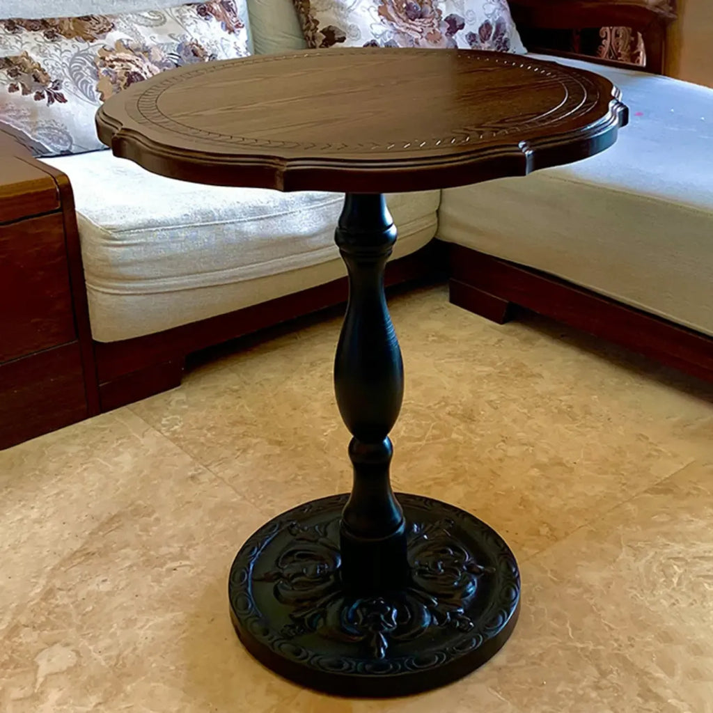 Table d'appoint ronde contemporaine en bois brun
