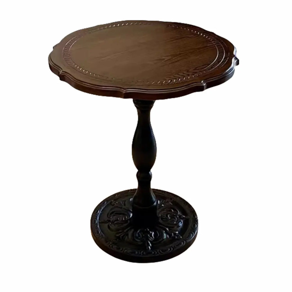 Table d'appoint ronde contemporaine en bois brun