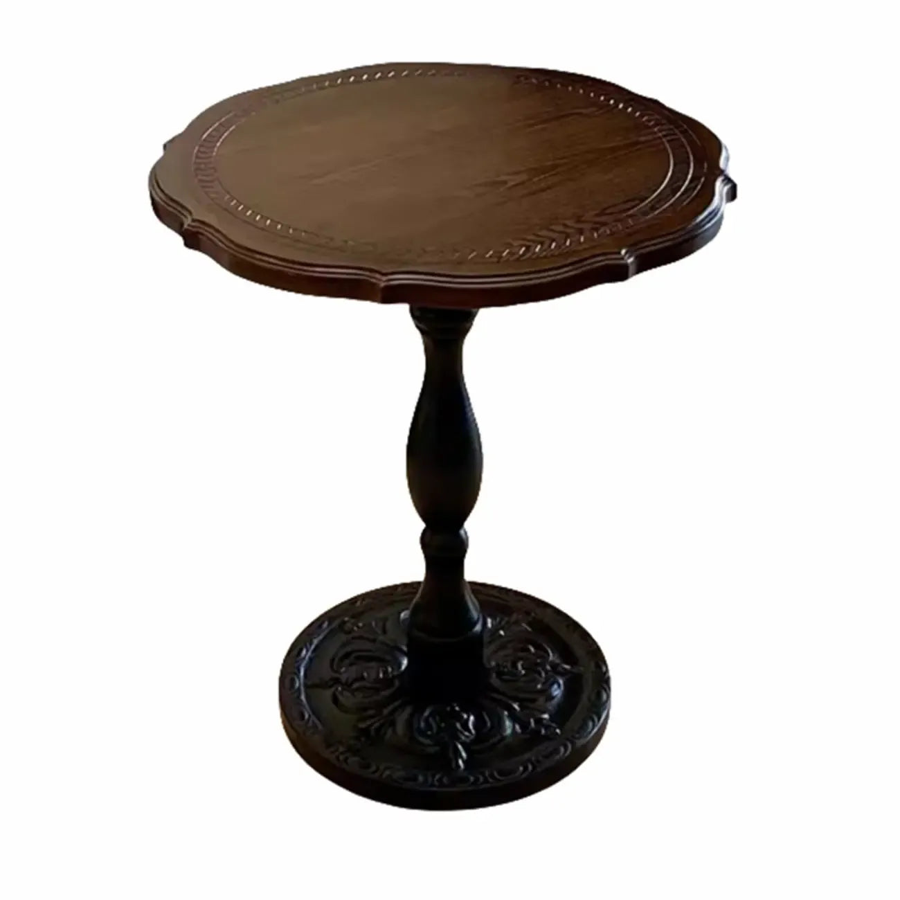 Table d'appoint ronde contemporaine en bois brun