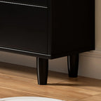 Armoire de rangement moderne en bois noir et rotin pour salon