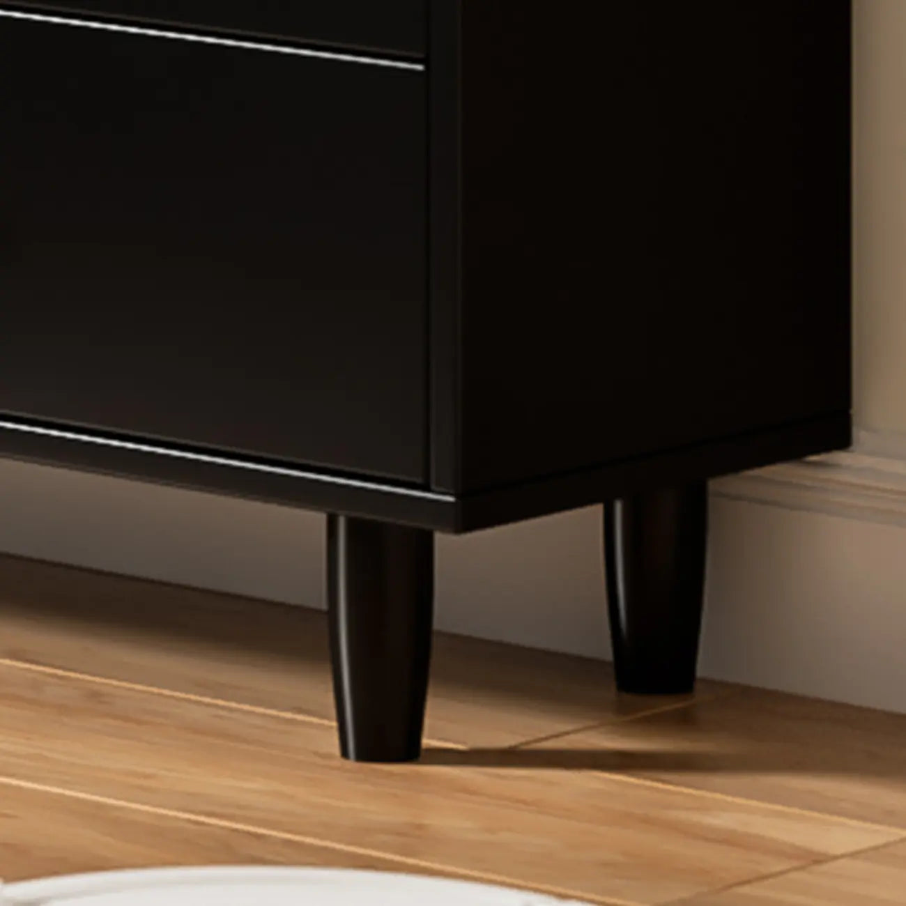 Armoire de rangement moderne en bois noir et rotin pour salon