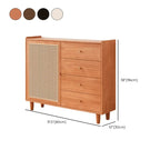 Armoire de rangement moderne en bois noir et rotin pour salon