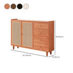 Armoire de rangement moderne en bois noir et rotin pour salon