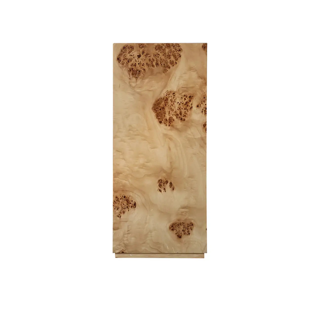 Table d'appoint cylindrique en bois clair avec piètement bloc.