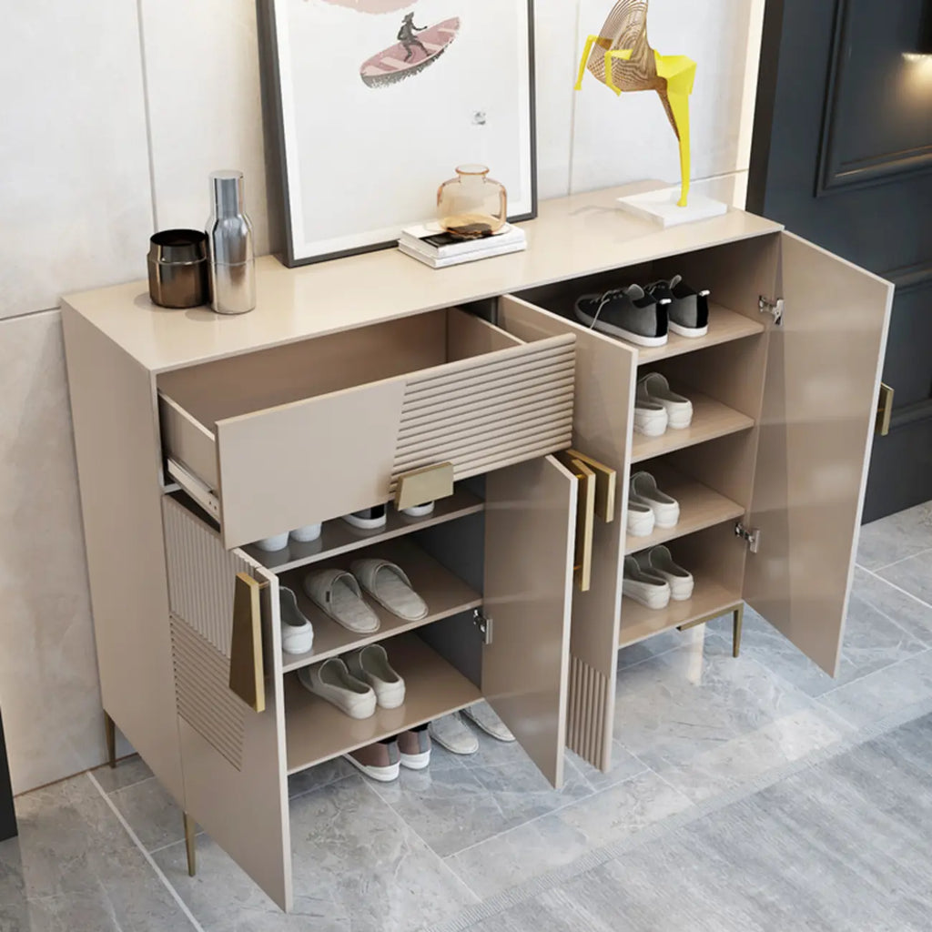 Élégant meuble à chaussures d'entrée cannelé avec tiroir