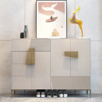 Élégant meuble à chaussures d'entrée cannelé avec tiroir