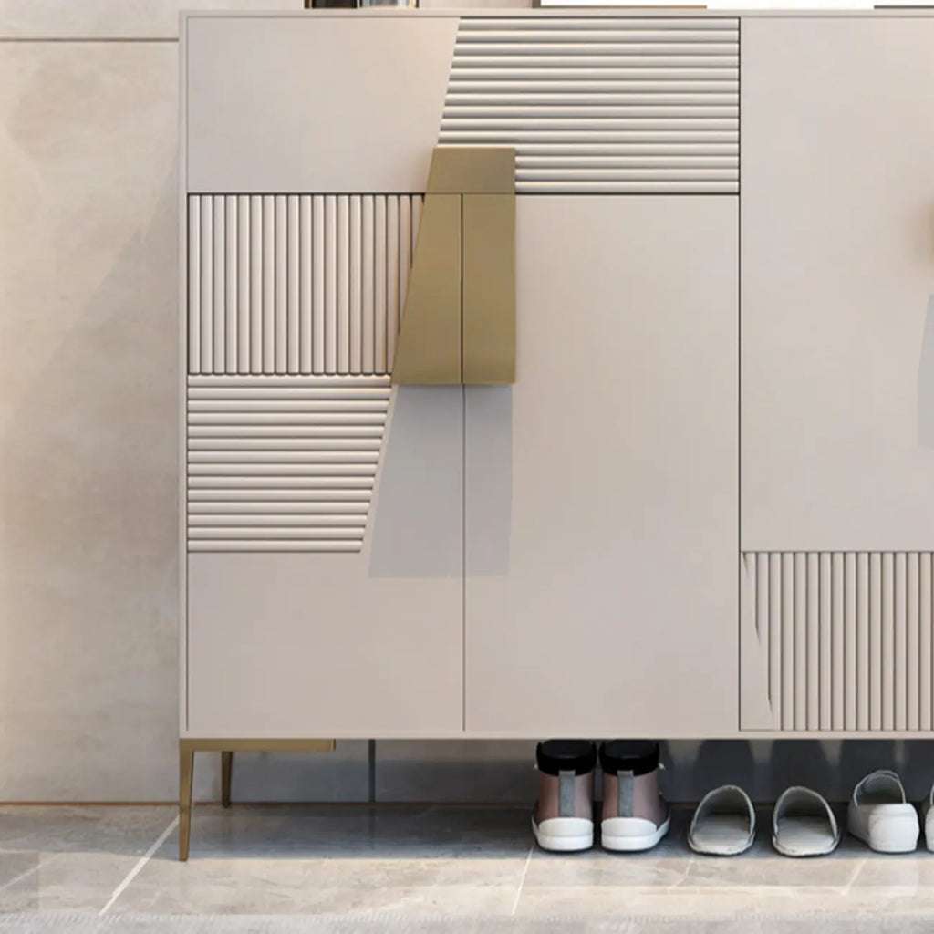 Élégant meuble à chaussures d'entrée cannelé avec tiroir