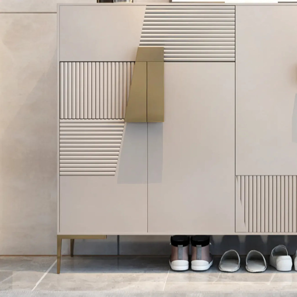 Élégant meuble à chaussures d'entrée cannelé avec tiroir