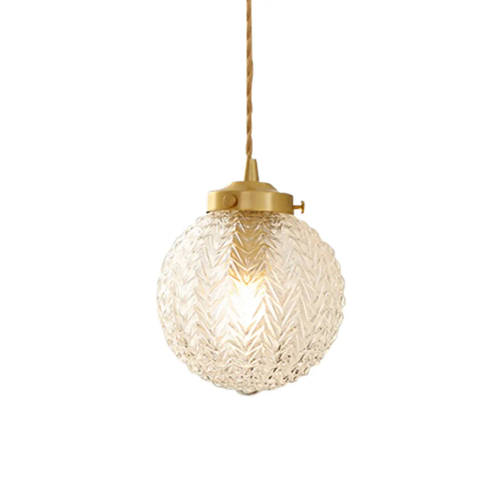 Suspension moderne en verre sculpté doré