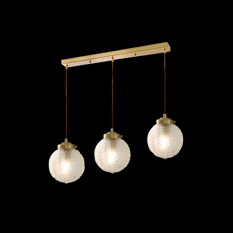 Suspension moderne en verre sculpté doré