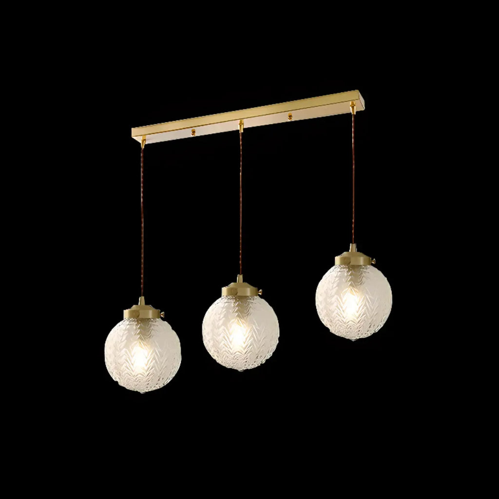 Suspension moderne en verre sculpté doré