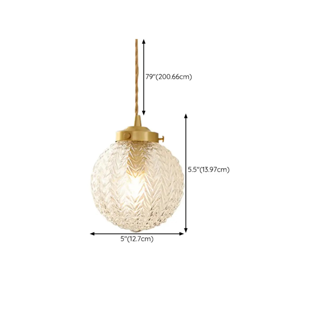 Suspension moderne en verre sculpté doré