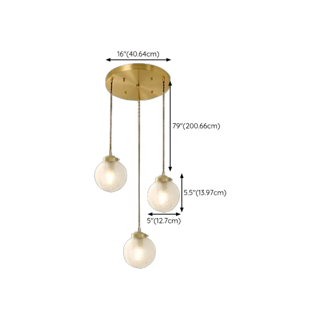 Suspension moderne en verre sculpté doré