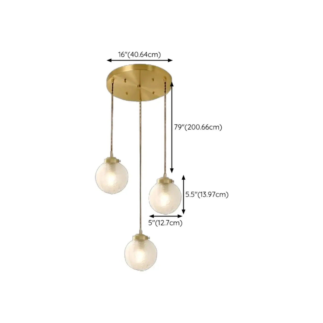 Suspension moderne en verre sculpté doré