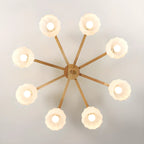 Plafonnier semi-encastré scandinave en verre blanc et bois