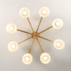 Plafonnier semi-encastré scandinave en verre blanc et bois
