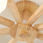Plafonnier semi-encastré scandinave en verre blanc et bois