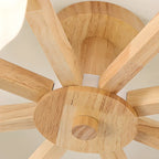 Plafonnier semi-encastré scandinave en verre blanc et bois
