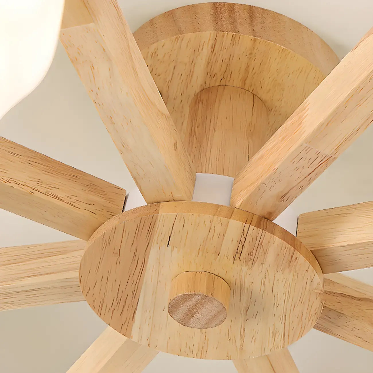 Plafonnier semi-encastré scandinave en verre blanc et bois