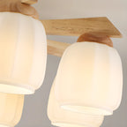 Plafonnier semi-encastré scandinave en verre blanc et bois
