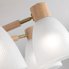 Plafoniera Semiflusso Cono in Vetro Bianco Naturale e Legno