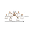 Plafoniera Semiflusso Cono in Vetro Bianco Naturale e Legno