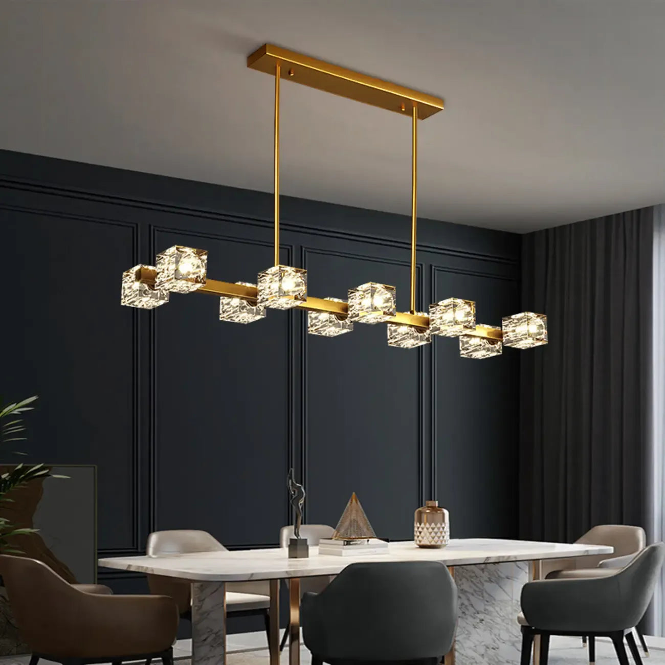 Suspension Glamour Golden Square Crystal Island
