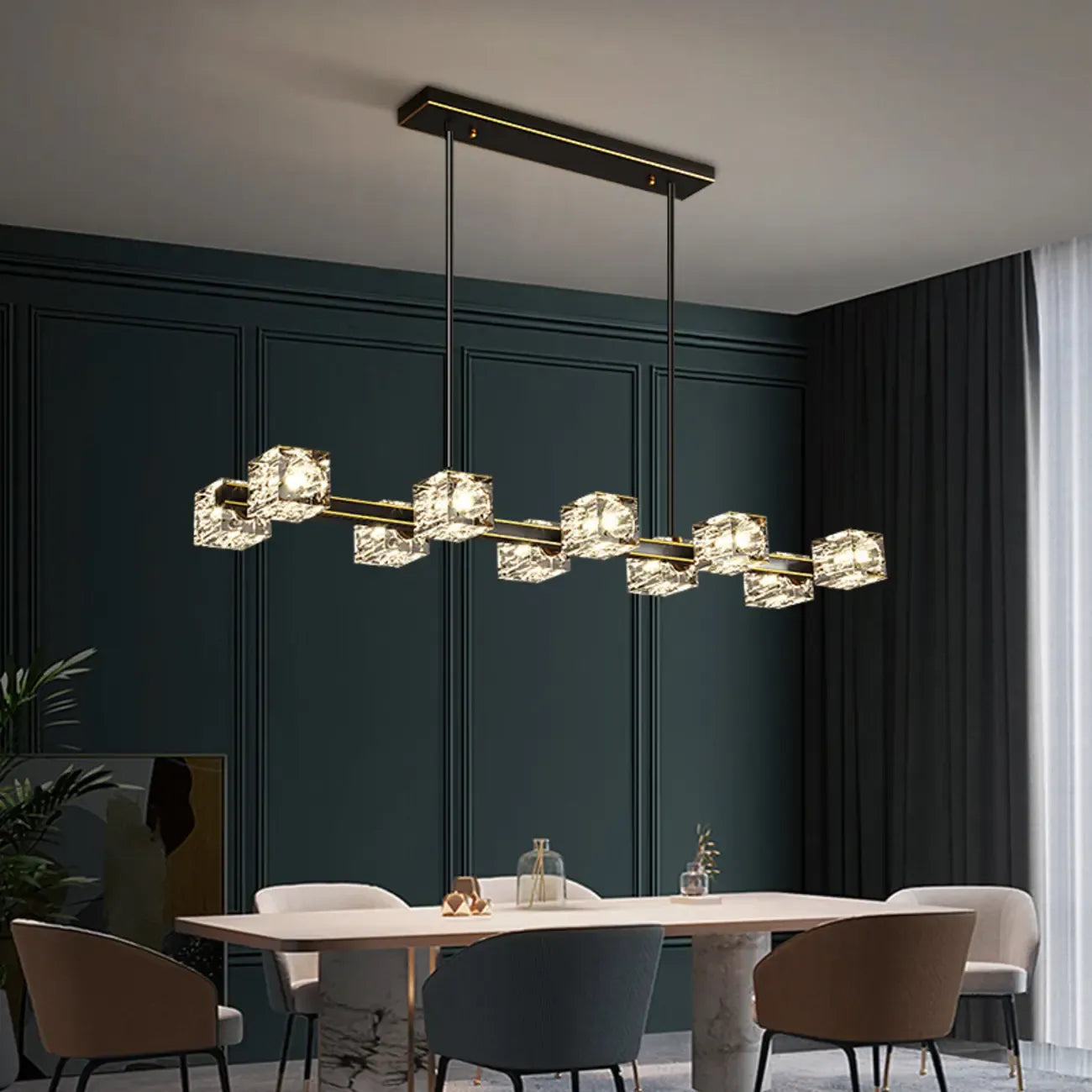 Suspension Glamour Golden Square Crystal Island