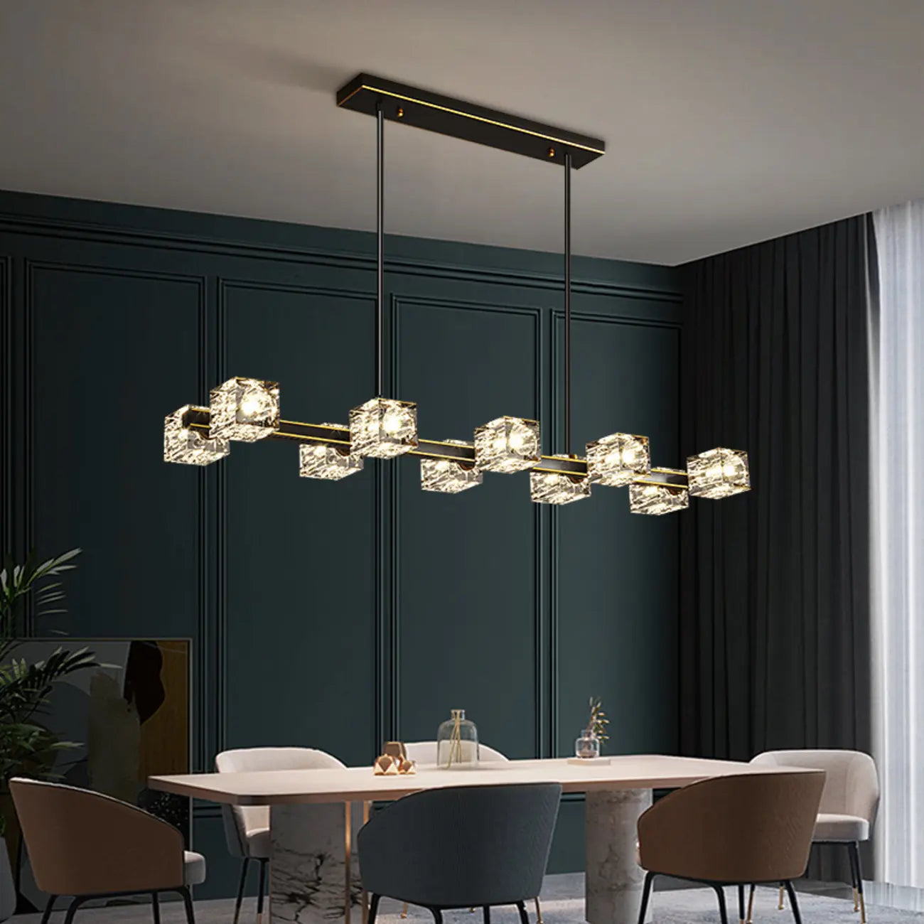Suspension Glamour Golden Square Crystal Island