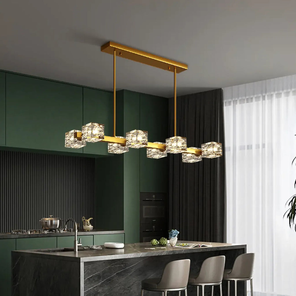 Suspension Glamour Golden Square Crystal Island
