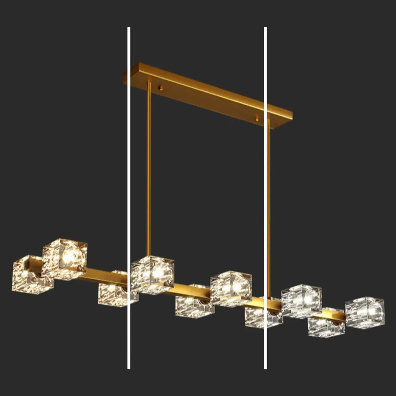 Suspension Glamour Golden Square Crystal Island