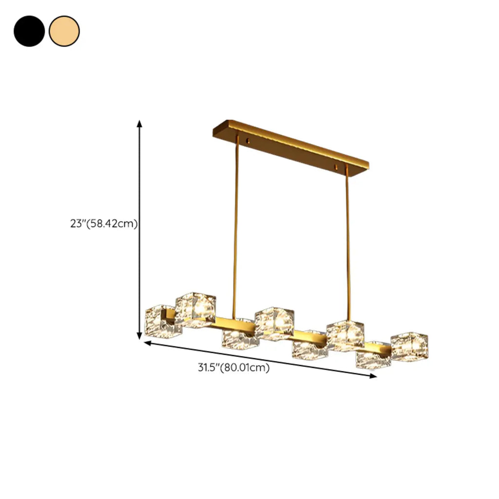 Suspension Glamour Golden Square Crystal Island