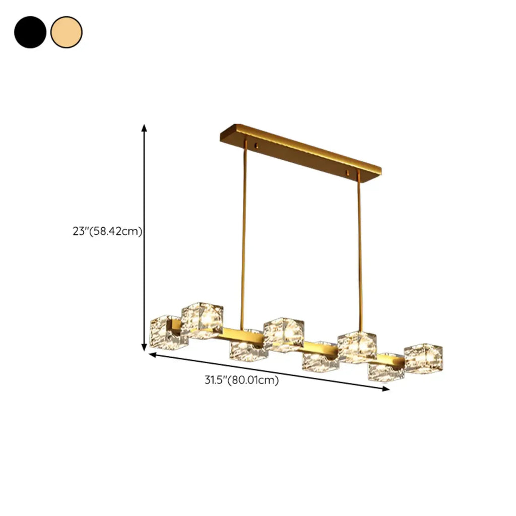 Suspension Glamour Golden Square Crystal Island