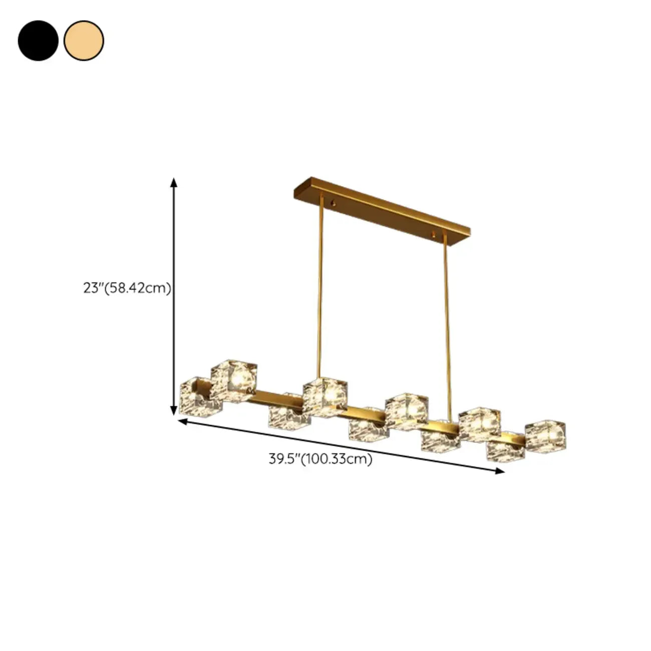 Suspension Glamour Golden Square Crystal Island